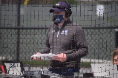 Mark Fleming broadcasting a baseball game versus Susquehanna University at Gillespie Field on Saturday, April 24 for the Greyhound Sports Network.